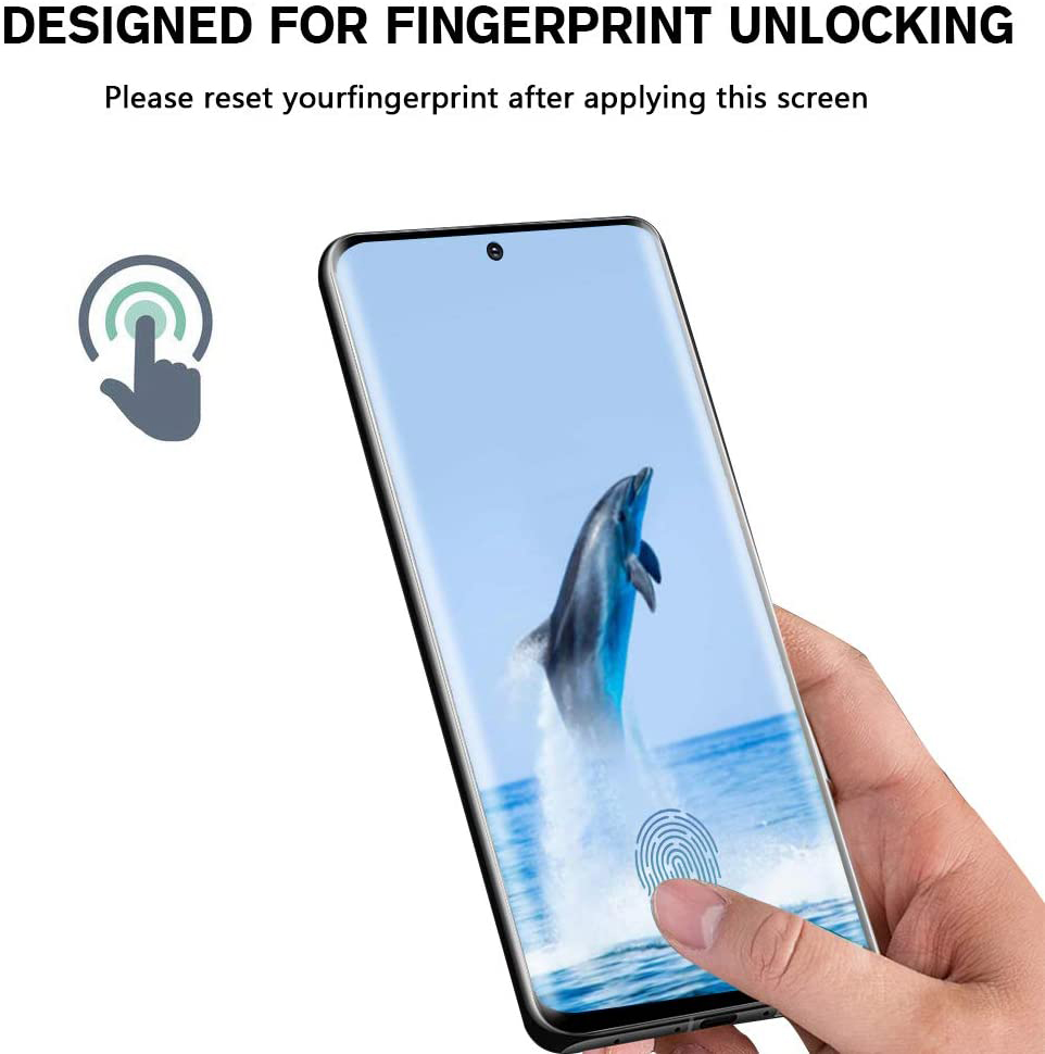 3D Tempered Glass Full Screen Protector with Working Adhesive In Screen Finger Scanner for Samsung